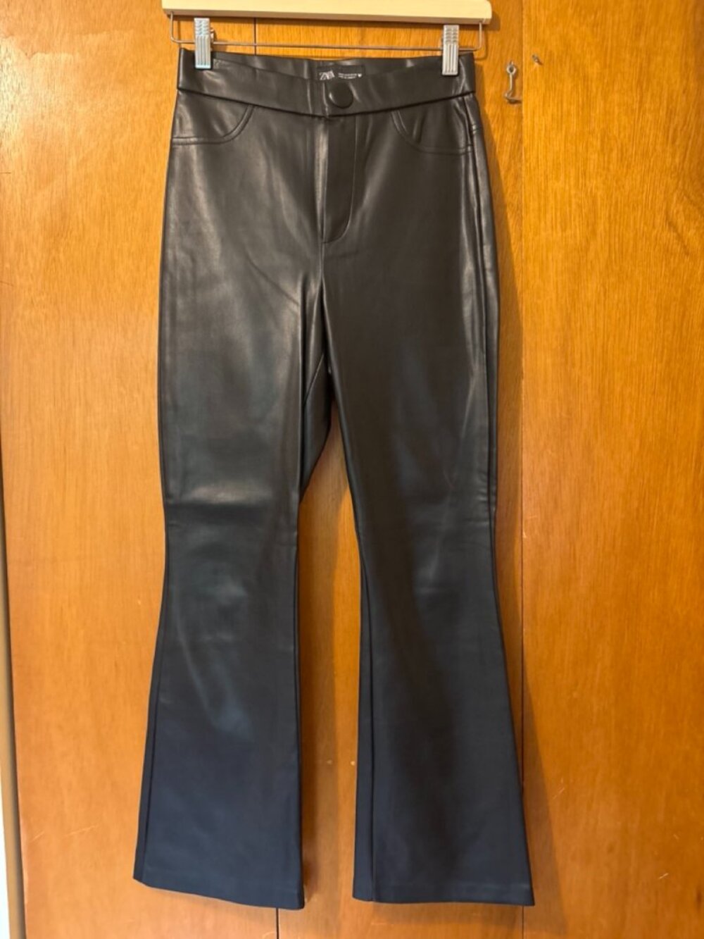 ZARA BLACK FAUX LEATHER FLARED PANTS, GREAT CONDITION SIZE: SMALL